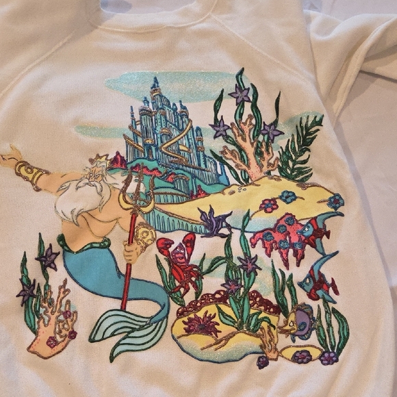Little Mermaid Cream Sweater with Vibrant Sea Design - Picture 3 of 5